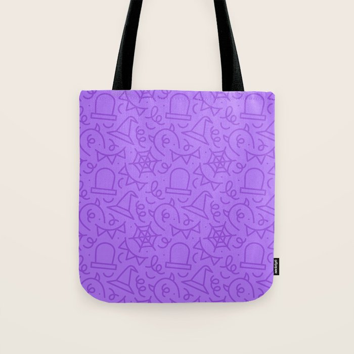 Fun halloween cartoon doodle art pattern Tote Bag Gallery Image 1