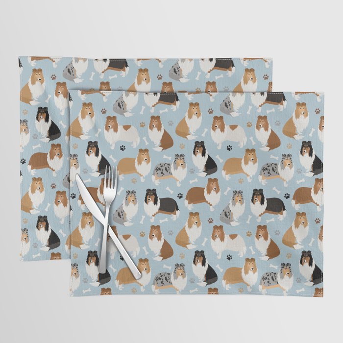 Rough Collie Dog Paws and Bones Pattern Placemat Gallery Image 1