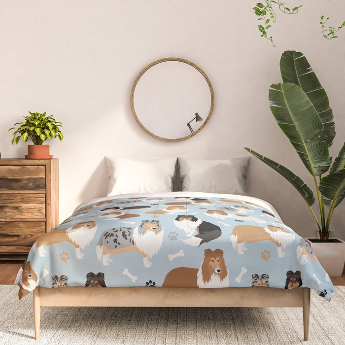 Rough Collie Dog Paws and Bones Pattern Comforter Gallery Image 3