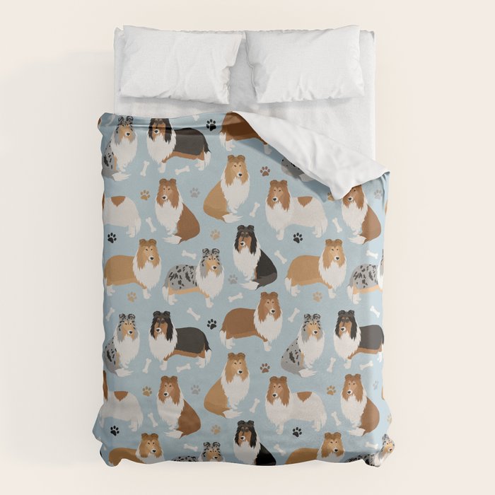 Rough Collie Dog Paws and Bones Pattern Duvet Cover Gallery Image 6