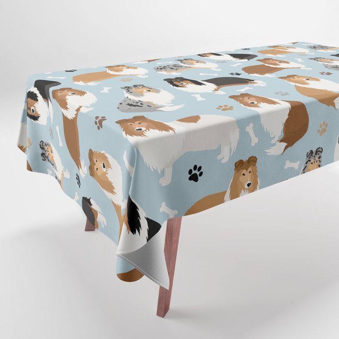 Rough Collie Dog Paws and Bones Pattern Tablecloth Gallery Image 1