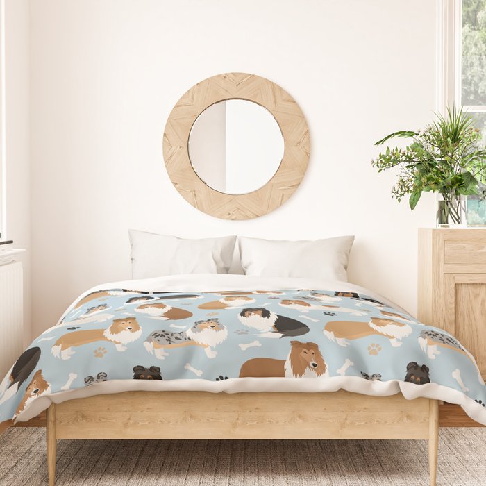 Rough Collie Dog Paws and Bones Pattern Duvet Cover Gallery Image 3