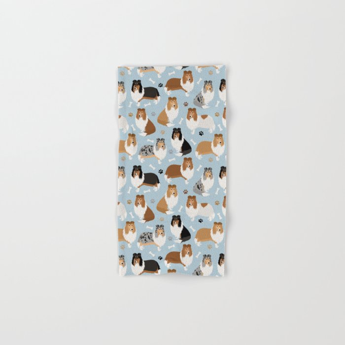 Rough Collie Dog Paws and Bones Pattern Bath Towel Gallery Image 1
