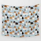 Rough Collie Dog Paws and Bones Pattern Wall Tapestry Gallery Image 4