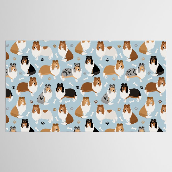 Rough Collie Dog Paws and Bones Pattern Tablecloth Gallery Image 2