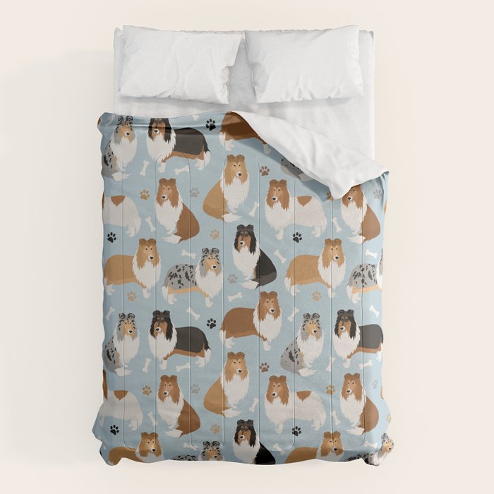 Rough Collie Dog Paws and Bones Pattern Comforter Gallery Image 6