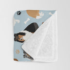 Rough Collie Dog Paws and Bones Pattern Throw Blanket Gallery Image 3