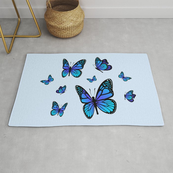 Butterfly Blues | Blue Morpho Butterflies Collage Rug Gallery Image 1