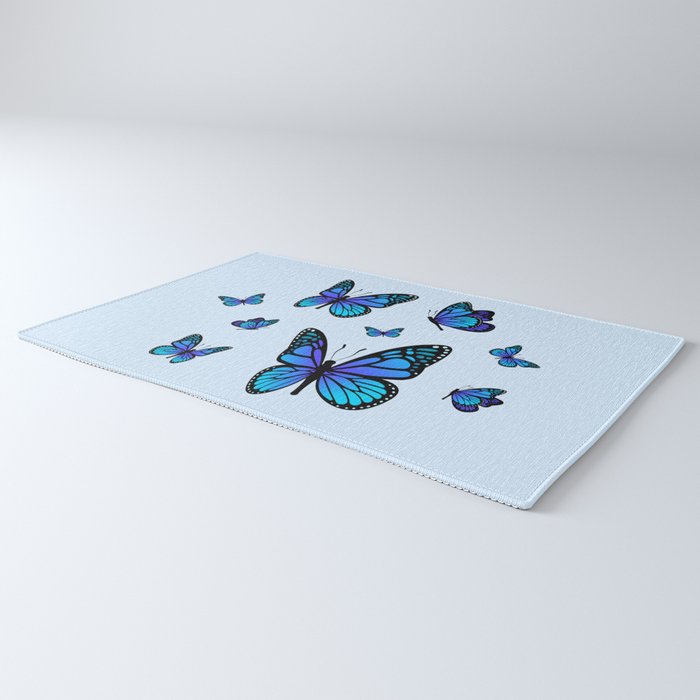 Butterfly Blues | Blue Morpho Butterflies Collage Rug Gallery Image 3