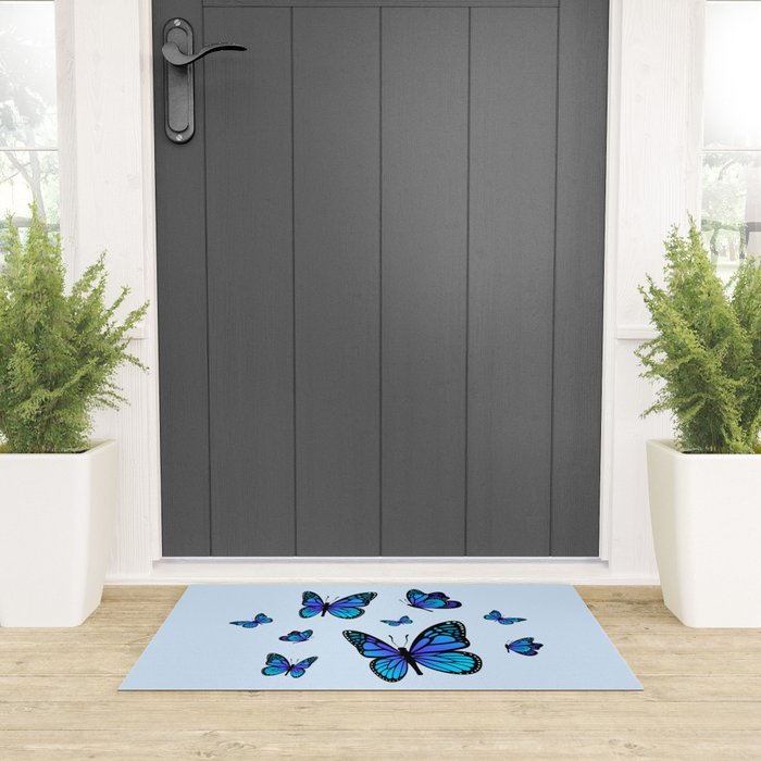 Butterfly Blues | Blue Morpho Butterflies Collage Welcome Mat Gallery Image 3