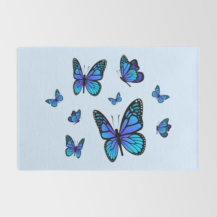 Butterfly Blues | Blue Morpho Butterflies Collage Rug Gallery Image 2