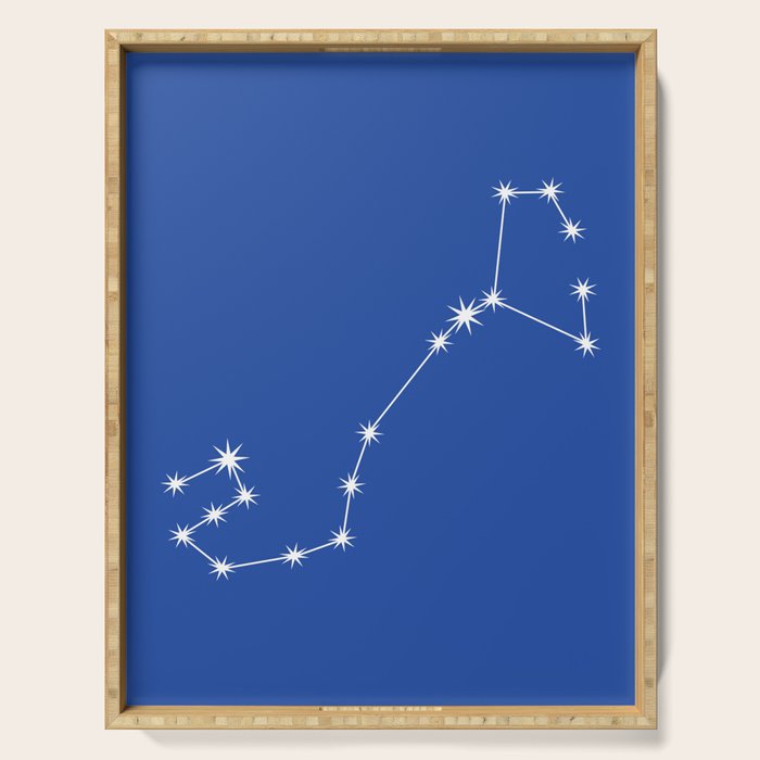 Scorpio Zodiac Star Constellation Line Art Vibrant Blue Serving Tray Gallery Image 1
