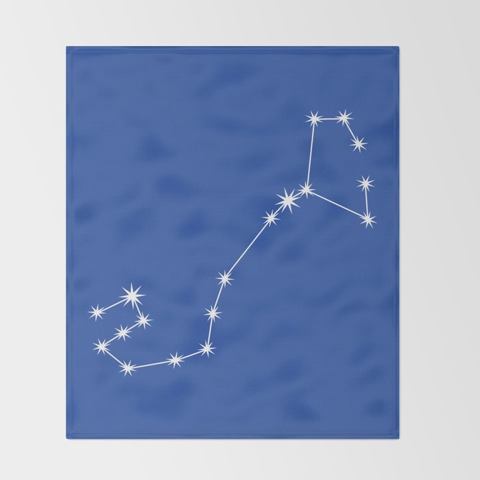 Scorpio Zodiac Star Constellation Line Art Vibrant Blue Throw Blanket Gallery Image 2