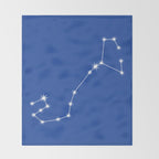 Scorpio Zodiac Star Constellation Line Art Vibrant Blue Throw Blanket Gallery Image 2
