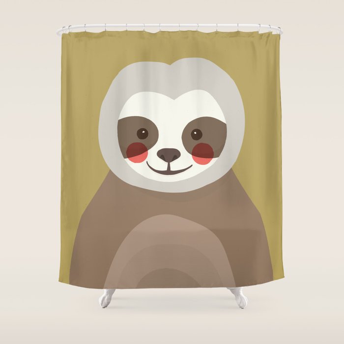 Sloth Animal Portrait Shower Curtain Gallery Image 1