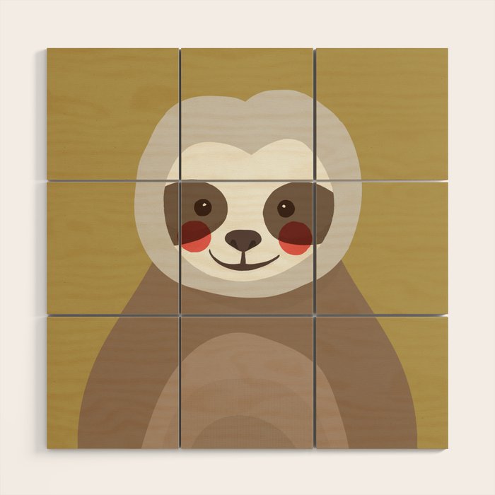 Sloth Animal Portrait Wood Wall Art Gallery Image 1