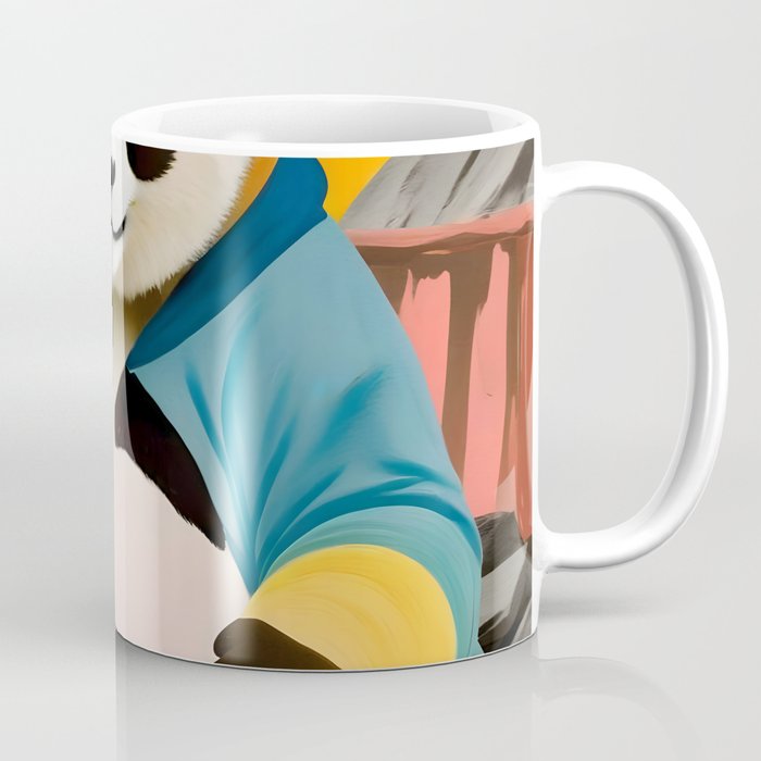 Panda Beer Buzz Series 01, Bar Drinking Weekend Wildlife, Animals Maximalist Quirky Funny Whimsical, Pet Bear Colorful Cute Eclectic Illustration  Coffee Mug Gallery Image 1