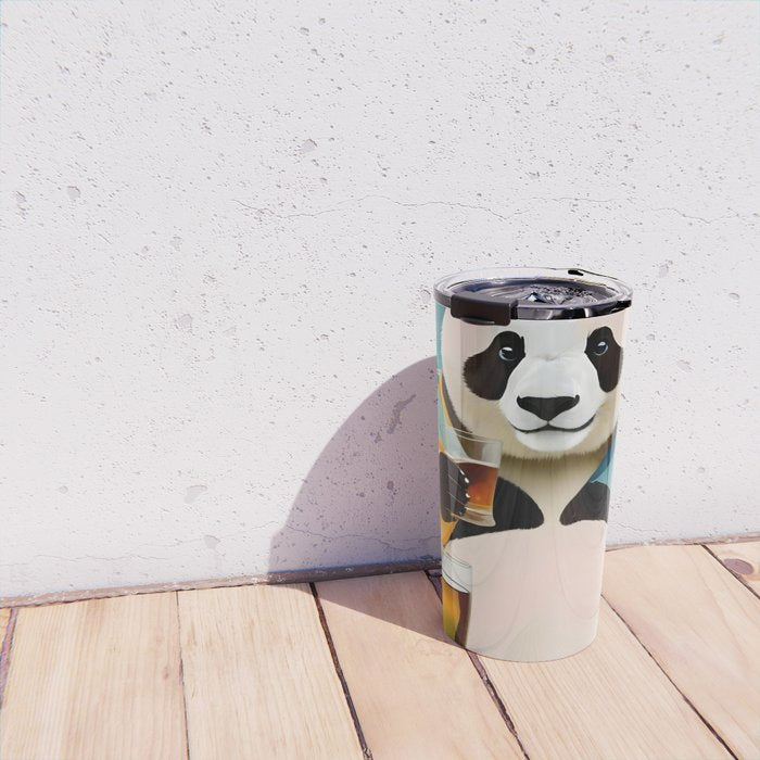 Panda Beer Buzz Series 01, Bar Drinking Weekend Wildlife, Animals Maximalist Quirky Funny Whimsical, Pet Bear Colorful Cute Eclectic Illustration  Travel Mug Gallery Image 4