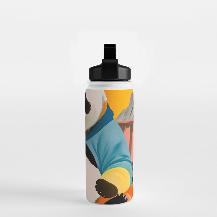 Panda Beer Buzz Series 01, Bar Drinking Weekend Wildlife, Animals Maximalist Quirky Funny Whimsical, Pet Bear Colorful Cute Eclectic Illustration  Water Bottle Gallery Image 2