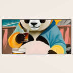 Panda Beer Buzz Series 01, Bar Drinking Weekend Wildlife, Animals Maximalist Quirky Funny Whimsical, Pet Bear Colorful Cute Eclectic Illustration  Desk Mat Gallery Image 3