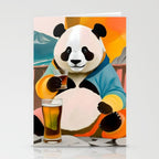 Panda Beer Buzz Series 01, Bar Drinking Weekend Wildlife, Animals Maximalist Quirky Funny Whimsical, Pet Bear Colorful Cute Eclectic Illustration  Stationery Card Gallery Image 2