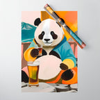 Panda Beer Buzz Series 01, Bar Drinking Weekend Wildlife, Animals Maximalist Quirky Funny Whimsical, Pet Bear Colorful Cute Eclectic Illustration  Wrapping Paper Gallery Image 1