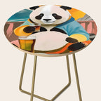 Panda Beer Buzz Series 01, Bar Drinking Weekend Wildlife, Animals Maximalist Quirky Funny Whimsical, Pet Bear Colorful Cute Eclectic Illustration  Side Table Gallery Image 2