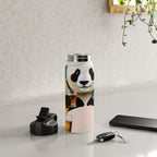 Panda Beer Buzz Series 01, Bar Drinking Weekend Wildlife, Animals Maximalist Quirky Funny Whimsical, Pet Bear Colorful Cute Eclectic Illustration  Water Bottle Gallery Image 4