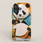 Panda Beer Buzz Series 01, Bar Drinking Weekend Wildlife, Animals Maximalist Quirky Funny Whimsical, Pet Bear Colorful Cute Eclectic Illustration  iPhone Case Gallery Image 1