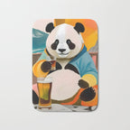 Panda Beer Buzz Series 01, Bar Drinking Weekend Wildlife, Animals Maximalist Quirky Funny Whimsical, Pet Bear Colorful Cute Eclectic Illustration  Bath Mat Gallery Image 1