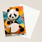 Panda Beer Buzz Series 01, Bar Drinking Weekend Wildlife, Animals Maximalist Quirky Funny Whimsical, Pet Bear Colorful Cute Eclectic Illustration  Stationery Card Gallery Image 2