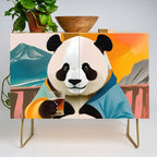 Panda Beer Buzz Series 01, Bar Drinking Weekend Wildlife, Animals Maximalist Quirky Funny Whimsical, Pet Bear Colorful Cute Eclectic Illustration  Credenza Gallery Image 1
