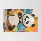 Panda Beer Buzz Series 01, Bar Drinking Weekend Wildlife, Animals Maximalist Quirky Funny Whimsical, Pet Bear Colorful Cute Eclectic Illustration  Rug Gallery Image 2