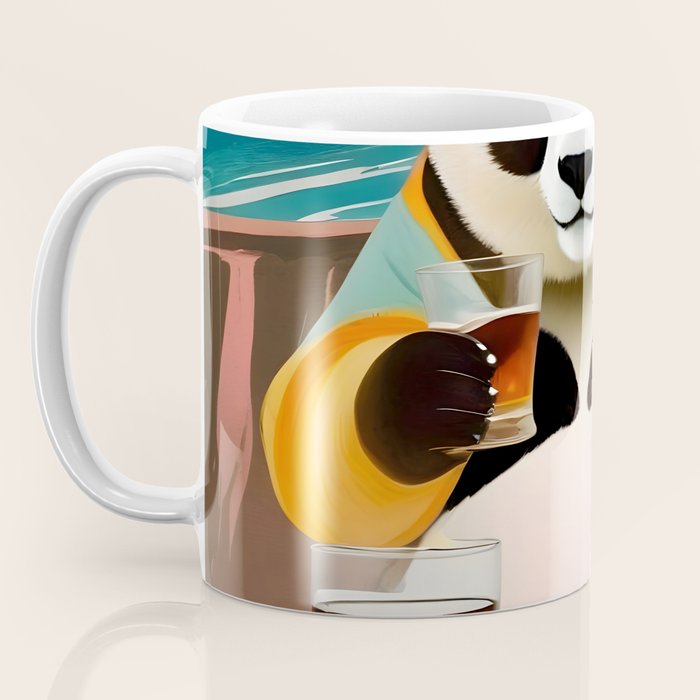 Panda Beer Buzz Series 01, Bar Drinking Weekend Wildlife, Animals Maximalist Quirky Funny Whimsical, Pet Bear Colorful Cute Eclectic Illustration  Coffee Mug Gallery Image 3