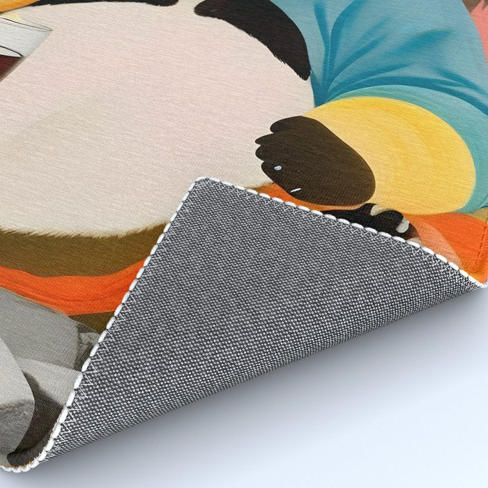 Panda Beer Buzz Series 01, Bar Drinking Weekend Wildlife, Animals Maximalist Quirky Funny Whimsical, Pet Bear Colorful Cute Eclectic Illustration  Rug Gallery Image 4