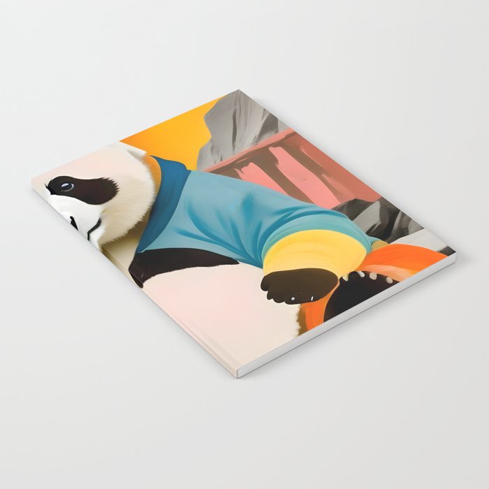 Panda Beer Buzz Series 01, Bar Drinking Weekend Wildlife, Animals Maximalist Quirky Funny Whimsical, Pet Bear Colorful Cute Eclectic Illustration  Notebook Gallery Image 2