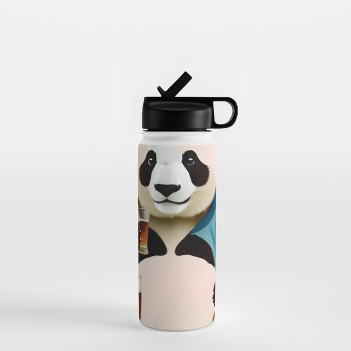 Panda Beer Buzz Series 01, Bar Drinking Weekend Wildlife, Animals Maximalist Quirky Funny Whimsical, Pet Bear Colorful Cute Eclectic Illustration  Water Bottle Gallery Image 1