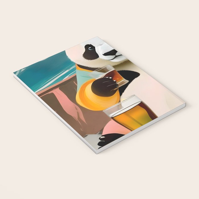 Panda Beer Buzz Series 01, Bar Drinking Weekend Wildlife, Animals Maximalist Quirky Funny Whimsical, Pet Bear Colorful Cute Eclectic Illustration  Notebook Gallery Image 3