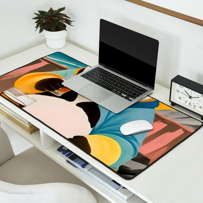 Panda Beer Buzz Series 01, Bar Drinking Weekend Wildlife, Animals Maximalist Quirky Funny Whimsical, Pet Bear Colorful Cute Eclectic Illustration  Desk Mat Gallery Image 2