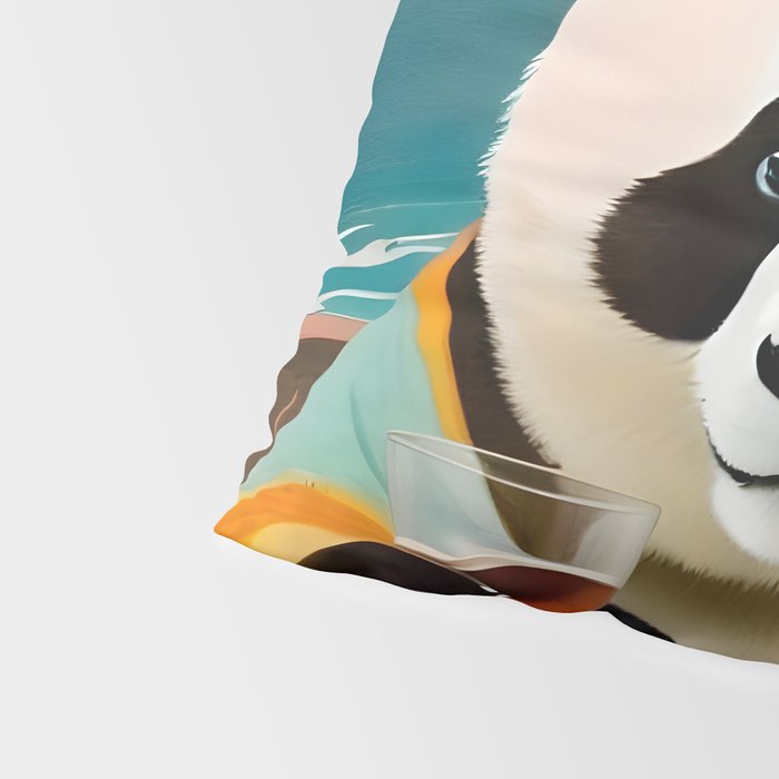 Panda Beer Buzz Series 01, Bar Drinking Weekend Wildlife, Animals Maximalist Quirky Funny Whimsical, Pet Bear Colorful Cute Eclectic Illustration  Pillow Sham Gallery Image 4