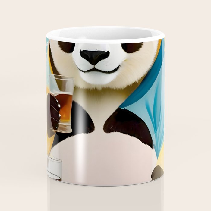 Panda Beer Buzz Series 01, Bar Drinking Weekend Wildlife, Animals Maximalist Quirky Funny Whimsical, Pet Bear Colorful Cute Eclectic Illustration  Coffee Mug Gallery Image 4