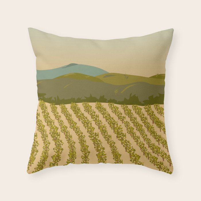 Santa Rosa, California Vineyard Throw Pillow Gallery Image 1