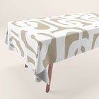 Mid Century Modern Loop Pattern in White and Flax Tablecloth Gallery Image 1