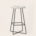 Mid Century Modern Loop Pattern in White and Flax Stool Gallery Image 1