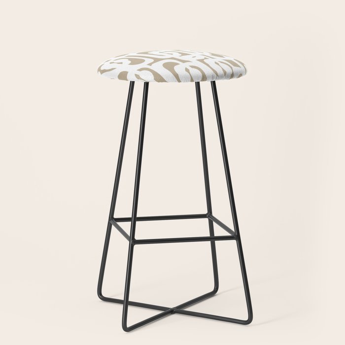 Mid Century Modern Loop Pattern in White and Flax Stool Gallery Image 1