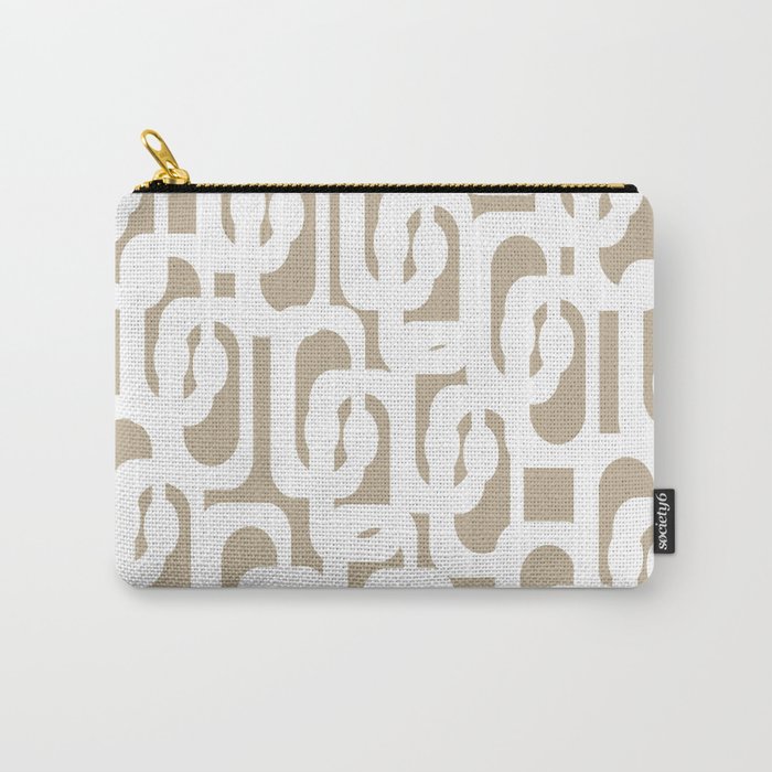 Mid Century Modern Loop Pattern in White and Flax Carry All Pouch Gallery Image 1