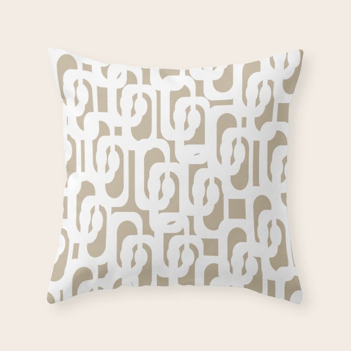 Mid Century Modern Loop Pattern in White and Flax Throw Pillow Gallery Image 6