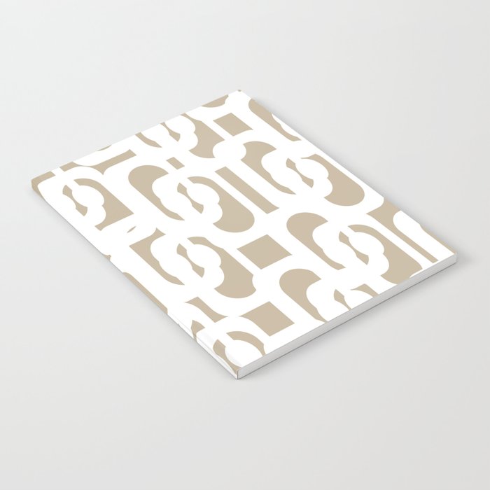 Mid Century Modern Loop Pattern in White and Flax Notebook Gallery Image 2