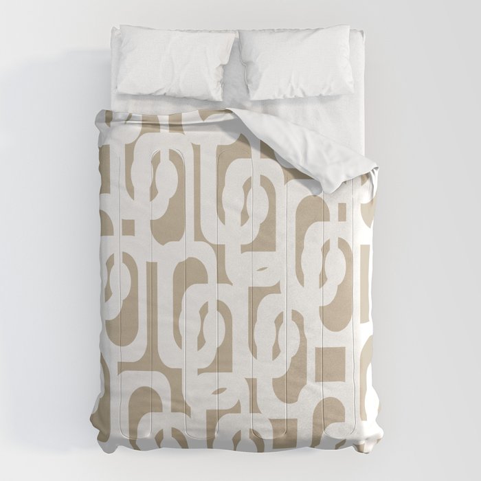 Mid Century Modern Loop Pattern in White and Flax Comforter Gallery Image 6