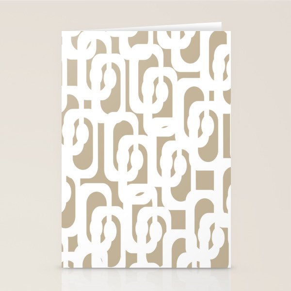 Mid Century Modern Loop Pattern in White and Flax Stationery Card Gallery Image 2